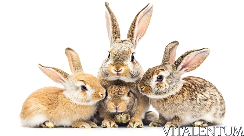 Four Bunnies Cuddling Together AI Image