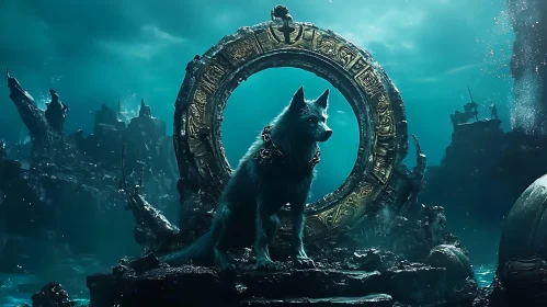 Enigmatic Aquatic Wolf with Ancient Ring