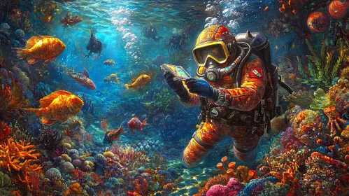 Underwater Scene with Scuba Diver