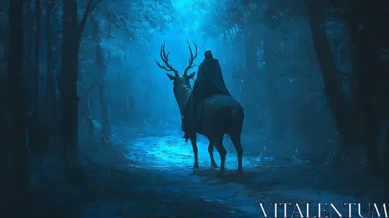 AI ART Mystical Deer Ride Through the Forest