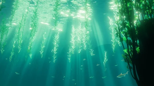 Underwater Sunlight Through Seaweed