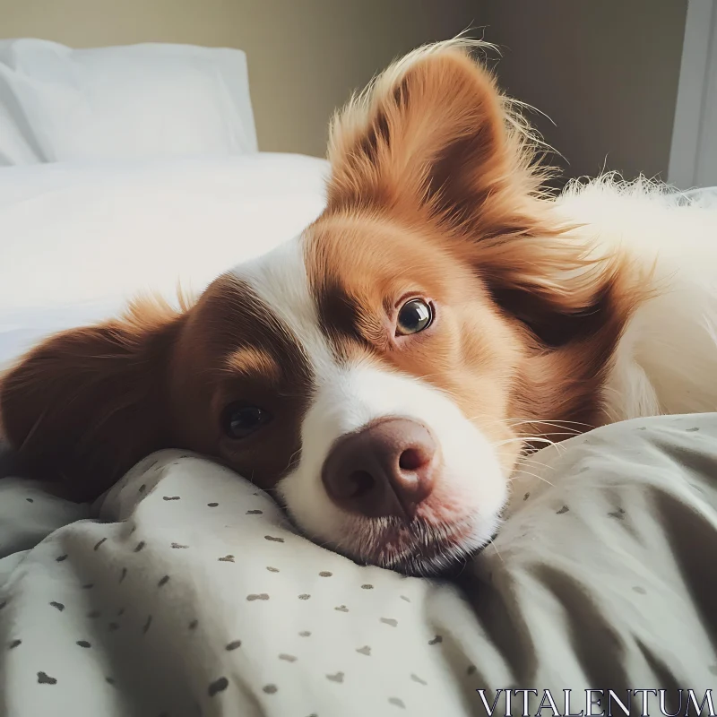 Dog Resting Peacefully on Bed AI Image