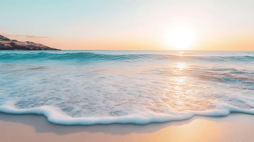 Gentle Waves at Dawn: Beach Scenery