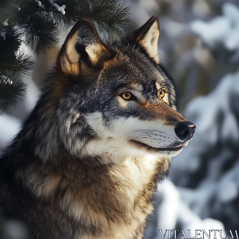 Winter Wolf Close-Up AI Image