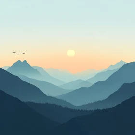 Layers of Mountains at Sunset