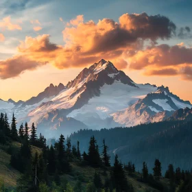 Snowy Mountain at Sunset