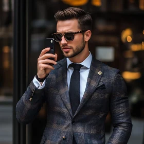 Dapper Gentleman Using Smartphone