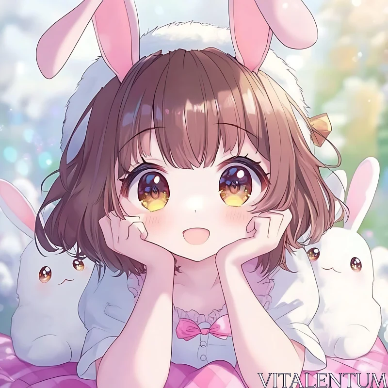 Anime Bunny Girl with Expressive Eyes AI Image