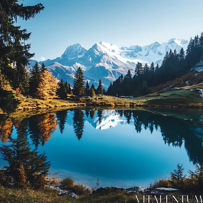 Mountain Lake Reflection Landscape AI Image