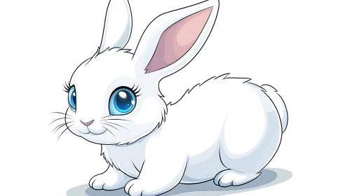 Charming Cartoon Bunny with Blue Eyes