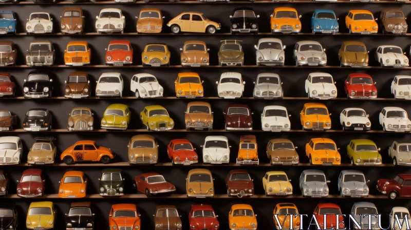 Captivating Display of Toy Cars in Dark Brown and Amber AI Image