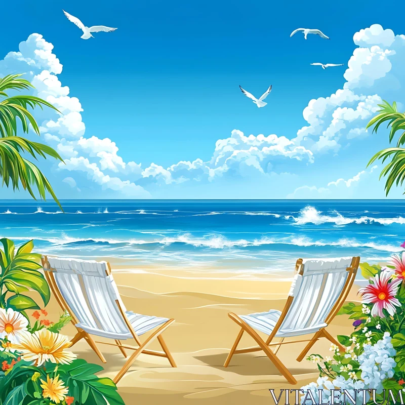 AI ART Seaside Relaxation with Ocean View