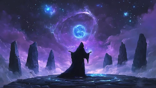 Mystic Figure with Celestial Orb