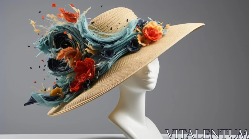 Exquisite Hat with Colorful Flowers - A Captivating Display of Artistry AI Image