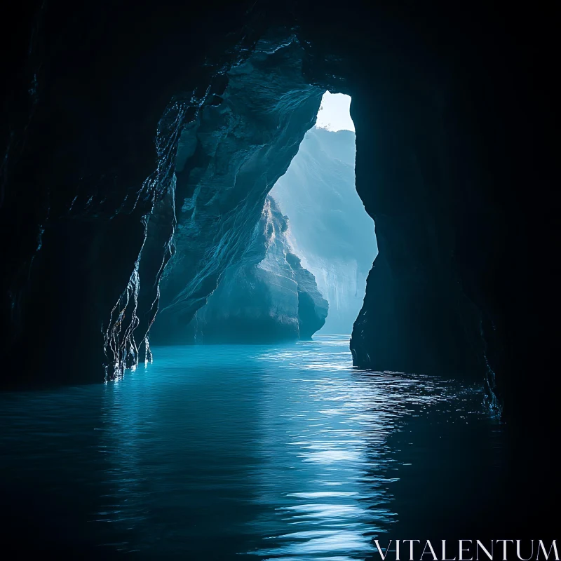 Tranquil Blue Cave AI Image