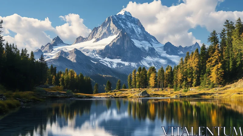 AI ART Alpine Lake and Mountain Serenity