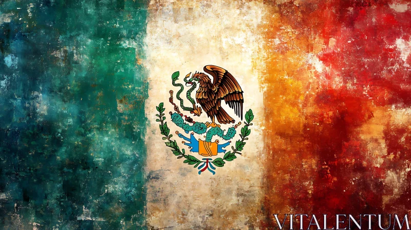 AI ART Textured Mexican Flag Patriotic Design