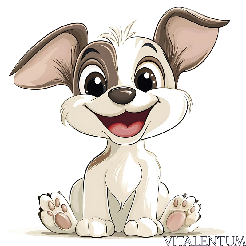 Adorable Animated Puppy with Floppy Ears and Wide Smile AI Image