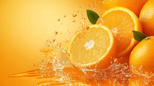 Juicy Oranges with Water Droplets