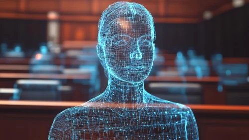 Digital Woman Bust Wireframe