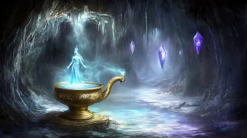 Mystical Chalice in a Crystal Cave