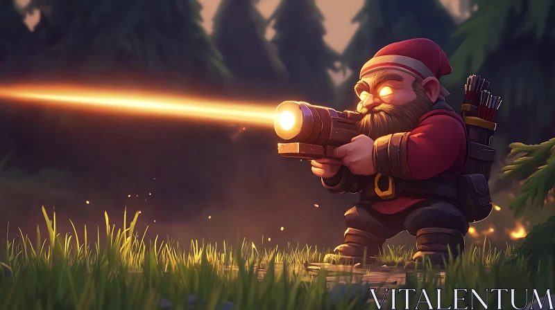 AI ART Fantasy Gnome with Laser Weapon