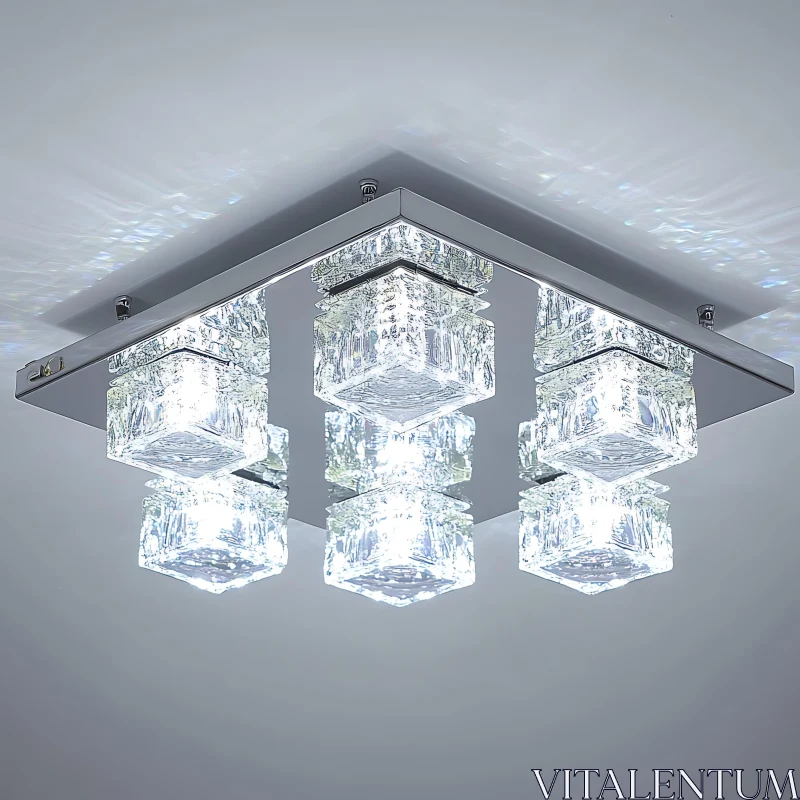 Glass Cube Ceiling Light for Contemporary Interiors AI Image