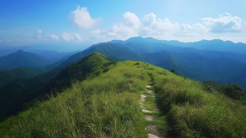 Picturesque Green Mountain Trail Landscape