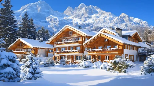Snowy Houses in a Winter Wonderland