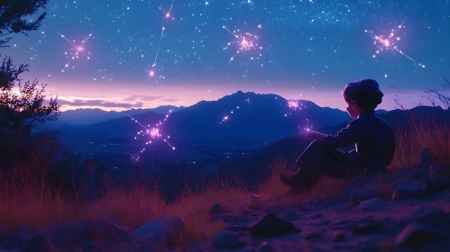 Night Sky Constellations Child Art