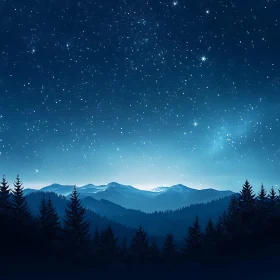 Night Sky Mountain Landscape