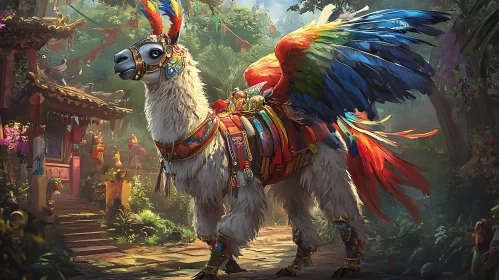 Majestic Winged Llama Portrait