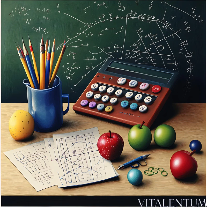 Classroom Still Life with School Supplies AI Image