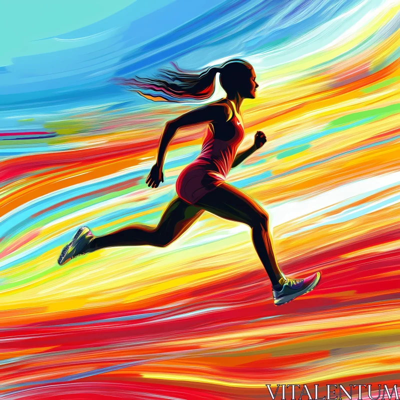 AI ART Energetic Runner in a Colorful Swirling Background