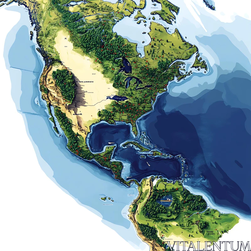 Americas: A Geographical Tapestry AI Image