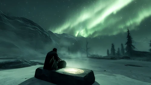 Night Watcher Under the Northern Lights