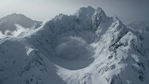 Winter Mountain Crater Scene