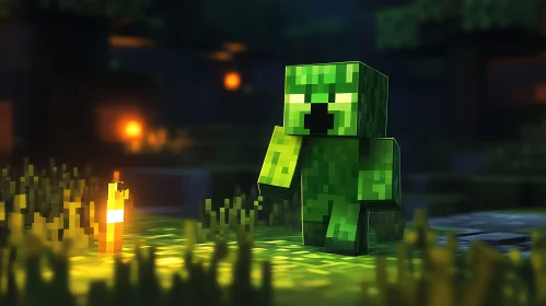 Pixelated Green Minecraft Creeper