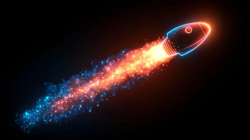 Stylized Rocket with Neon Lights