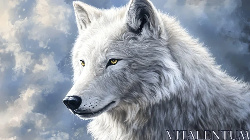 AI ART Arctic Wolf with Golden Eyes