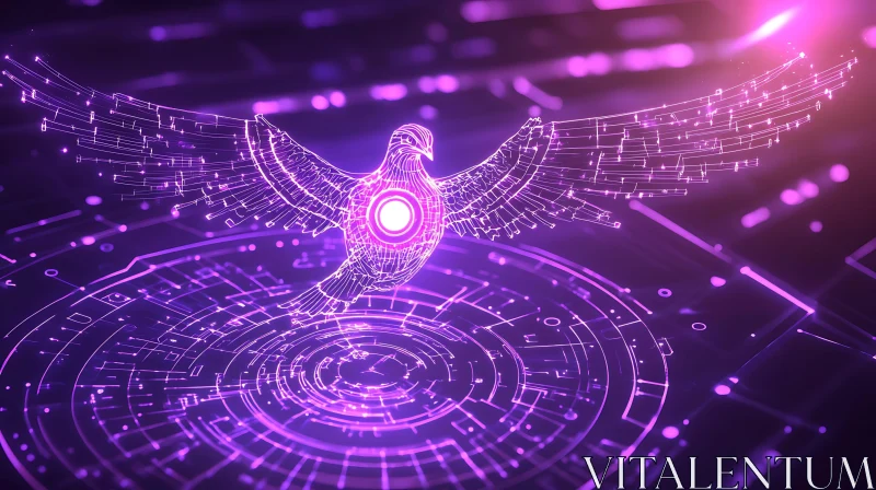 Abstract Bird in Neon Tech World AI Image