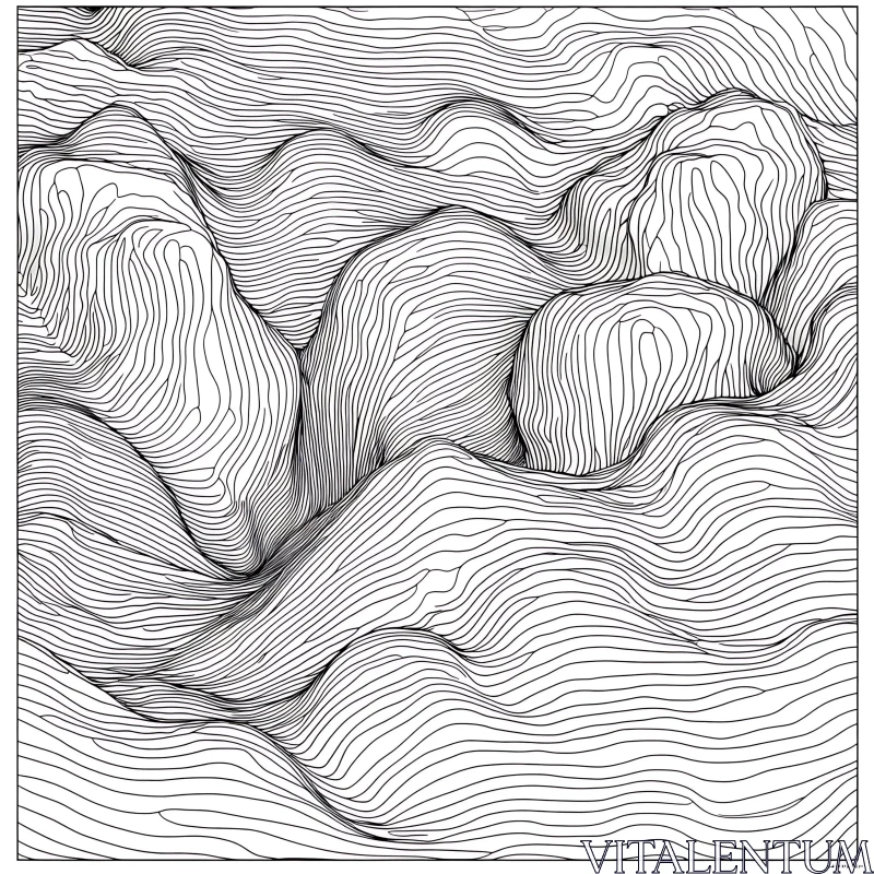 AI ART Flowing Lines Abstract Topographical Landscape