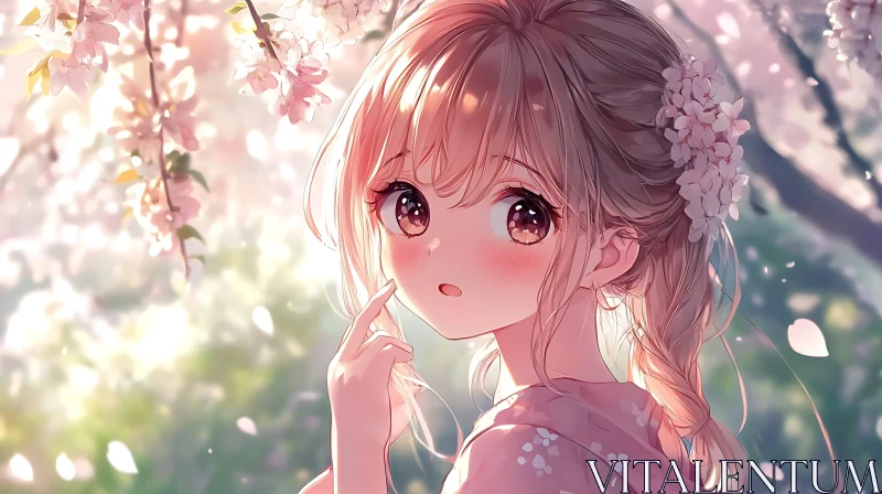 AI ART Ethereal Anime Portrait Amidst Blossoms