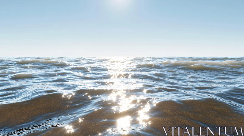 AI ART Sunlit Ocean with Gentle Waves