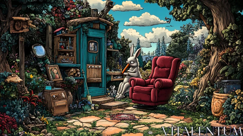 Surreal Rabbit Garden AI Image