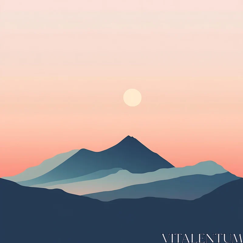 Tranquil Mountain Vista at Sunset AI Image