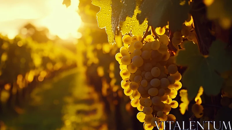 AI ART Sunlit Vineyard with Ripe Golden Grapes