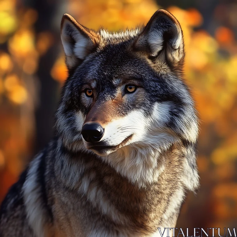 Close-Up of a Wolf in the Wild AI Image