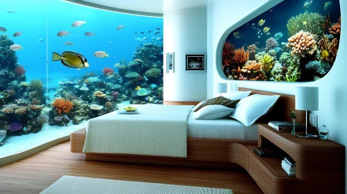 Aquatic Oasis: Bedroom with Coral Reef View