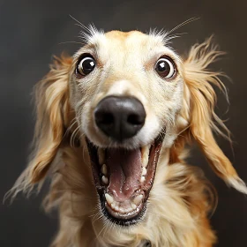 Happy Dog Close-Up with Enthusiastic Expression